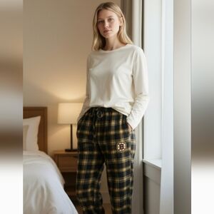 🌟BRUINS NHL Black and Yellow Plaid Lounge Pants